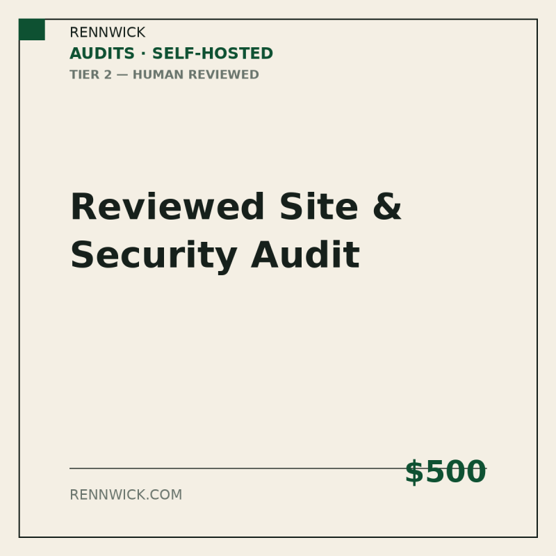 Reviewed site and security audit, own server: product image
