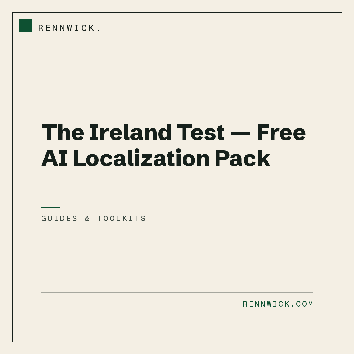 The Ireland Test: AI localisation prompt pack cover